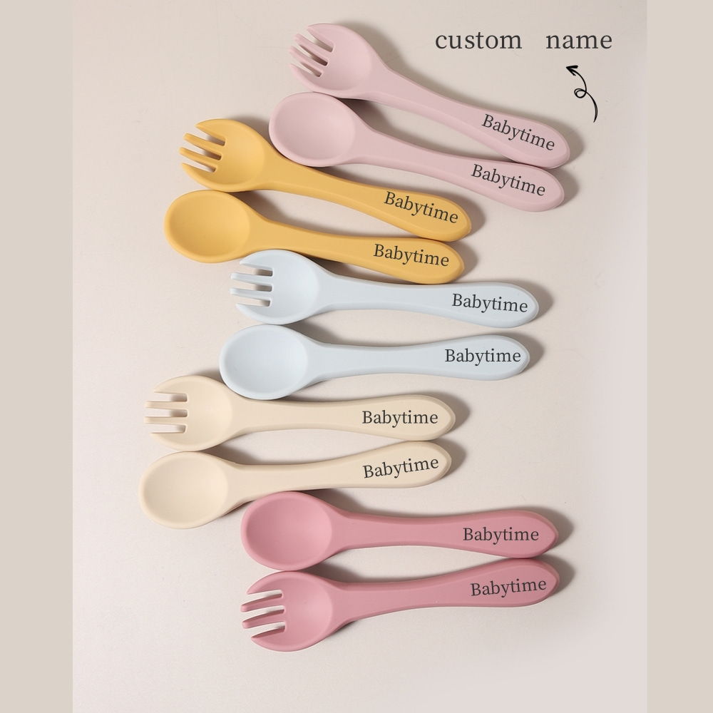 Baby Food Nutrition - Cuchara y Tenedor de Silicona Personalizados